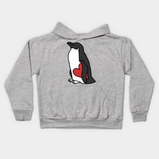 Penguin Holding Your Heart of Love on Valentines Day Kids Hoodie